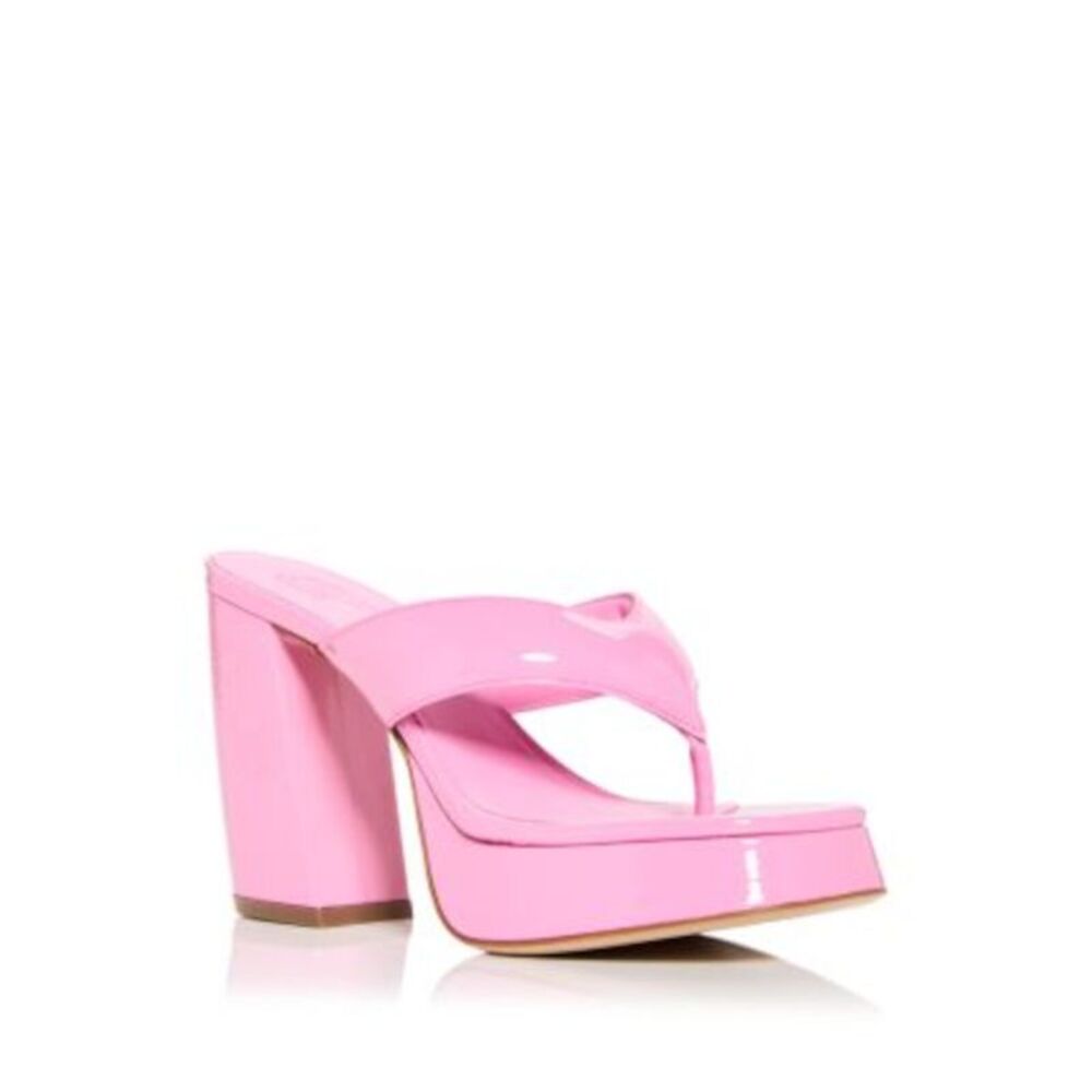 GIA BORGHINI Womens Pink 1" Platform Upper Straps Heeled Thong Sandals 39.5